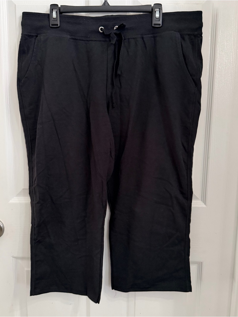 Hanes Wide Leg Black Drawstring Lounge Pants